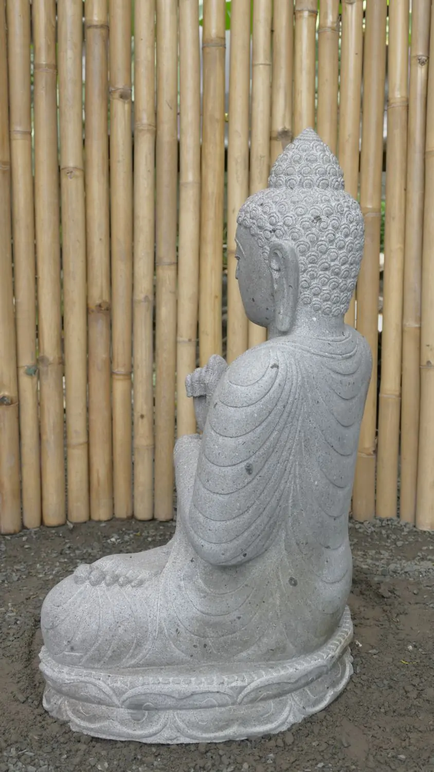  Product image 4 of the product “Seated Buddha made of Riverstone in Dharmachakra gesture of wheel of the teaching of the Dharma, H. 80cm. ”